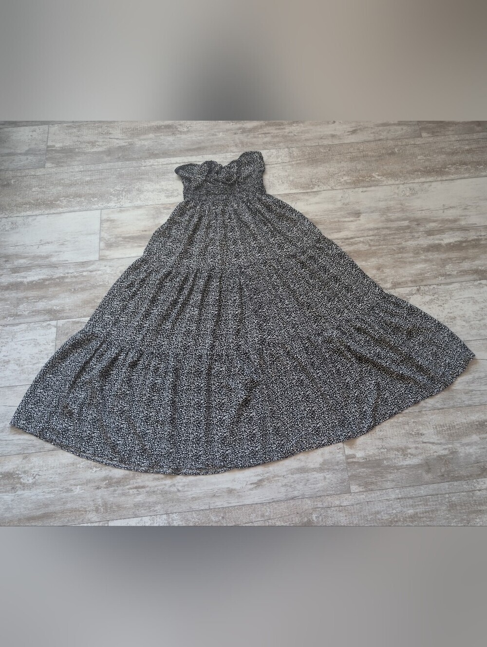 Blush Strapless Black and White Speckled Maxi Dress Size M